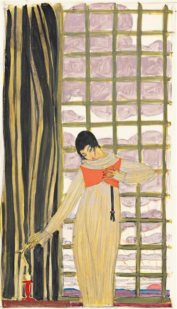 GEORGES LEPAPE (1887 - 1971) Red vest at sunset.